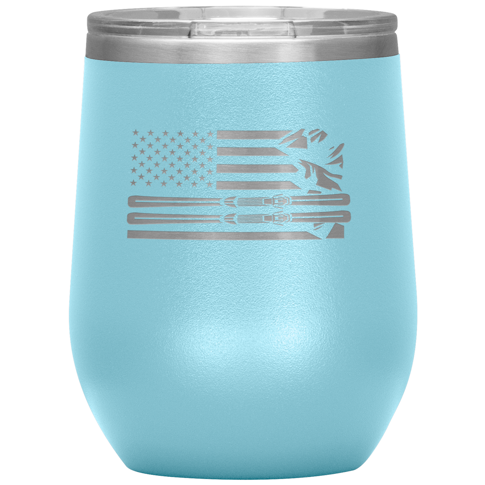 USA Ski Flag 12oz Wine Tumbler - Powderaddicts
