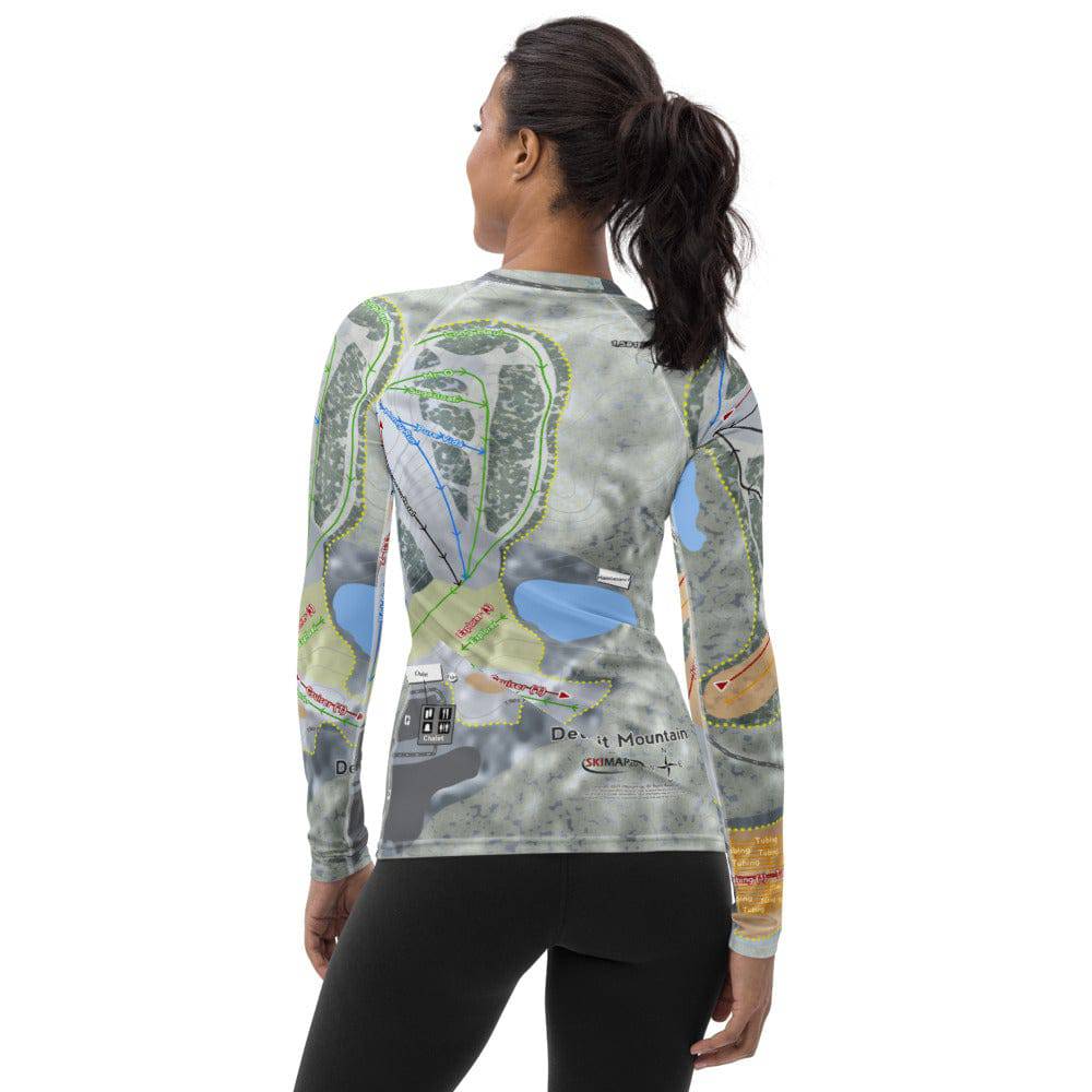 Detroit Mountain, Minnesota Ski Trail Map Women's Base Layer Top - Powderaddicts