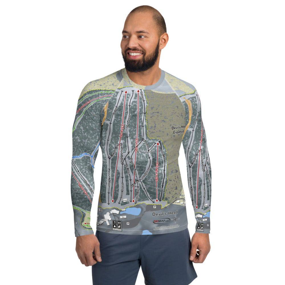 Devil's Head, Wisconsin Ski Trail Map Men's Base Layer Top - Powderaddicts