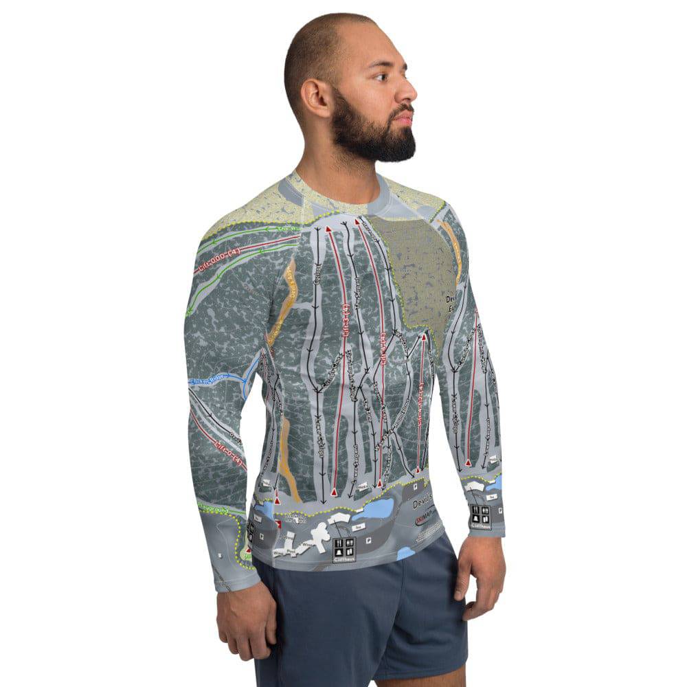 Devil's Head, Wisconsin Ski Trail Map Men's Base Layer Top - Powderaddicts