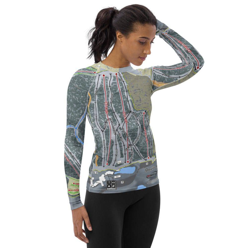 Devil's Head, Wisconsin Ski Trail Map Women's Base Layer Top - Powderaddicts