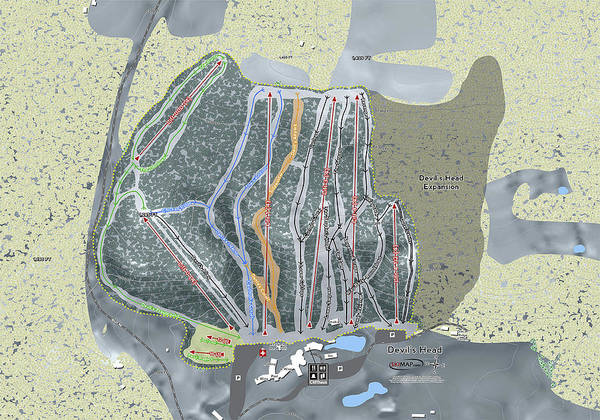Devil's Head Ski Trail Map - Art Print - Powderaddicts