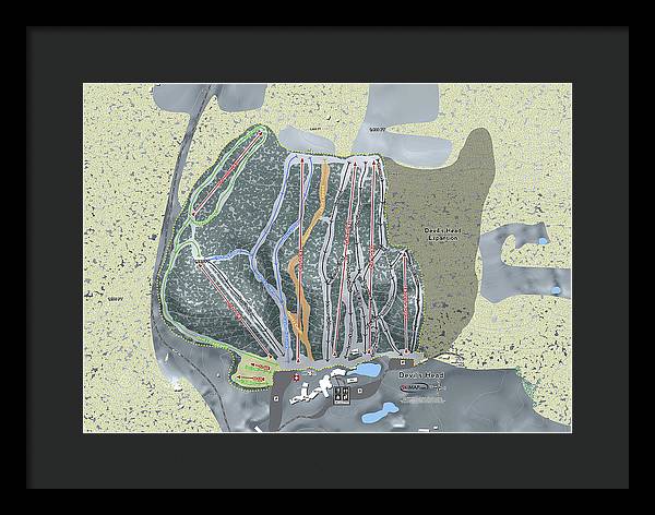 Devil's Head Ski Trail Map - Framed Print - Powderaddicts