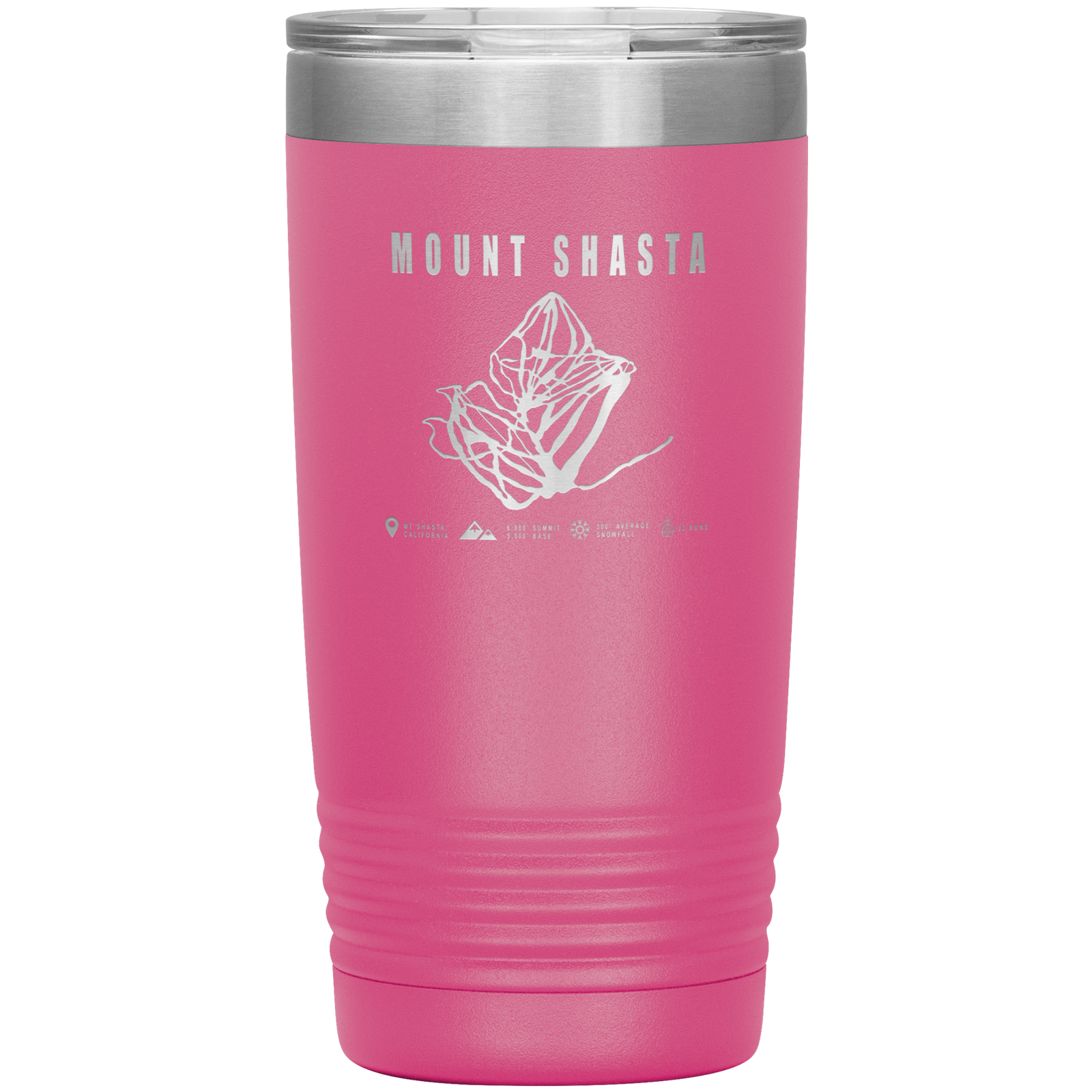 Mount Shasta, California Ski Trail Map 20oz Tumbler - Powderaddicts