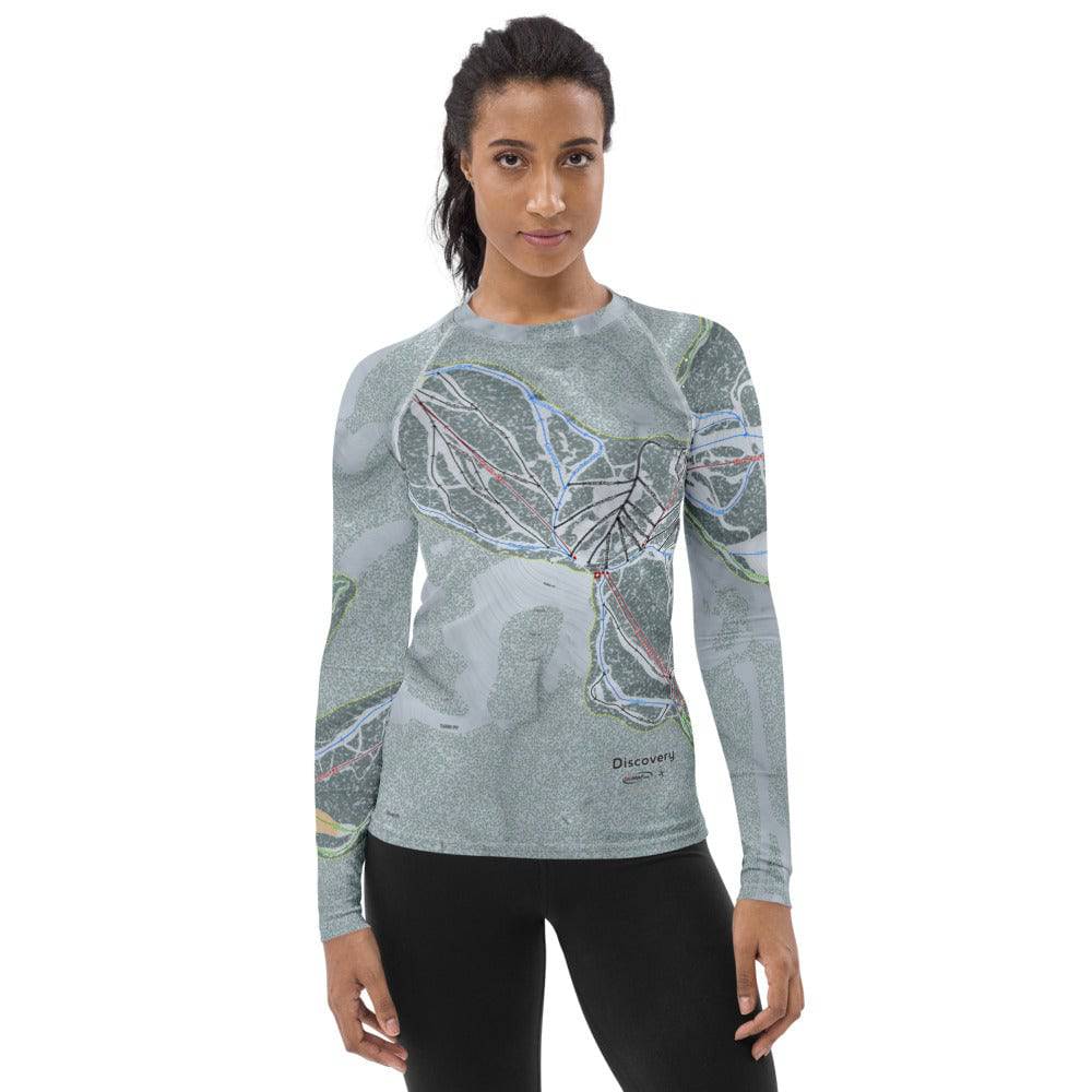 Discovery, Montana Ski Trail Map Women's Base Layer Top - Powderaddicts