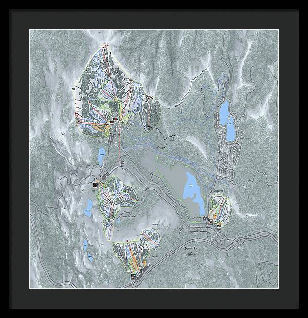 Donner Pass Ski Trail Map - Framed Print - Powderaddicts