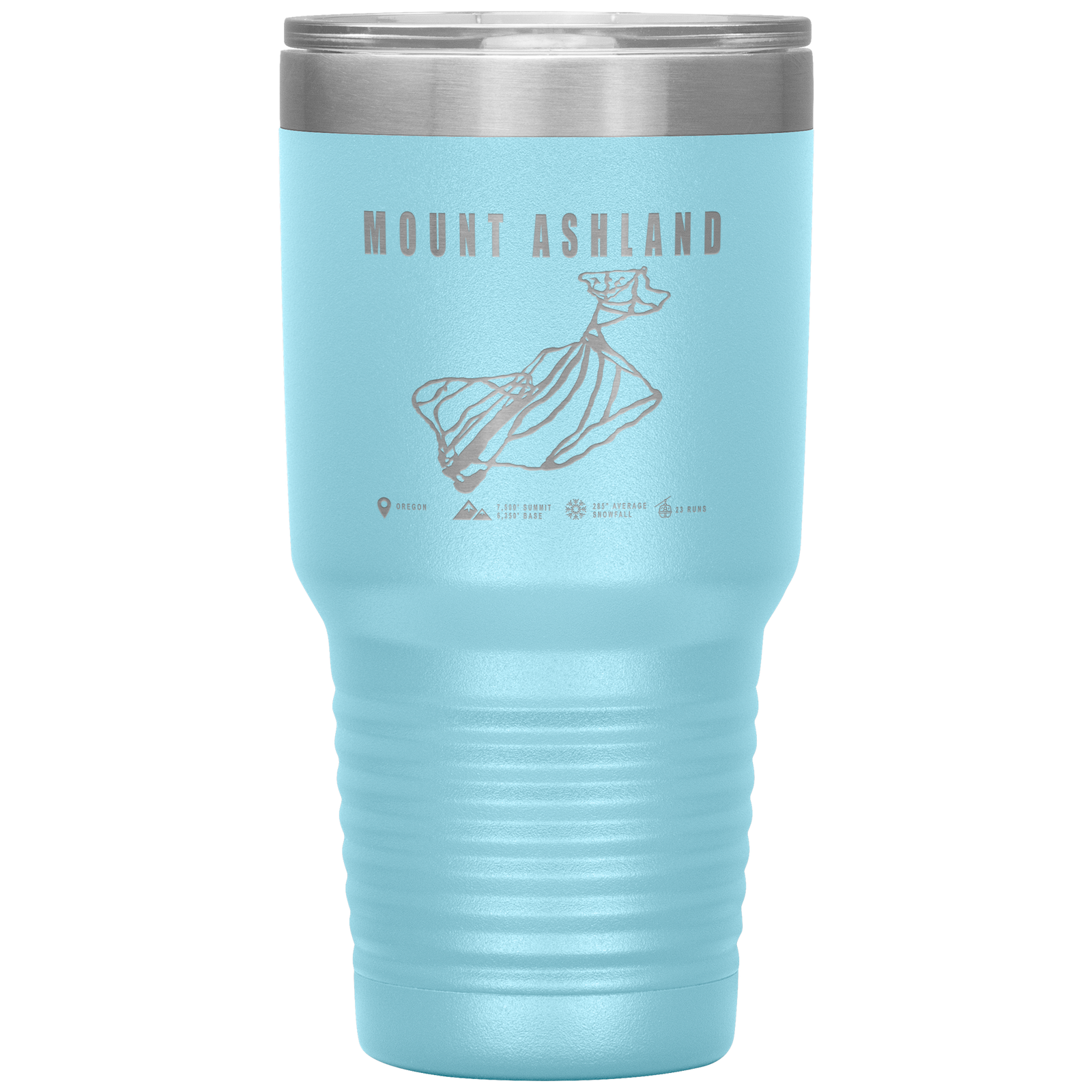 Mount Ashland, Oregon Ski Trail Map 30oz Tumbler - Powderaddicts