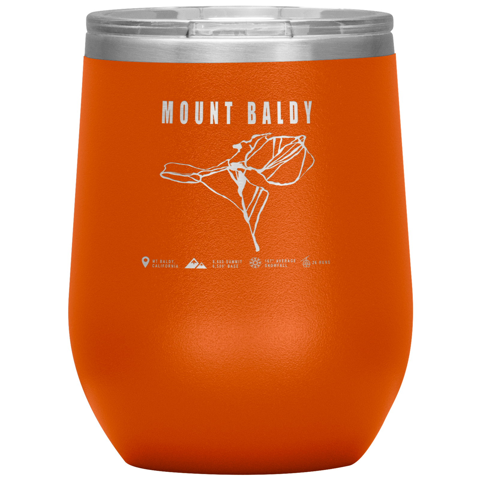 Mount Baldy, California Ski Trail Map Wine 12oz Tumbler - Powderaddicts