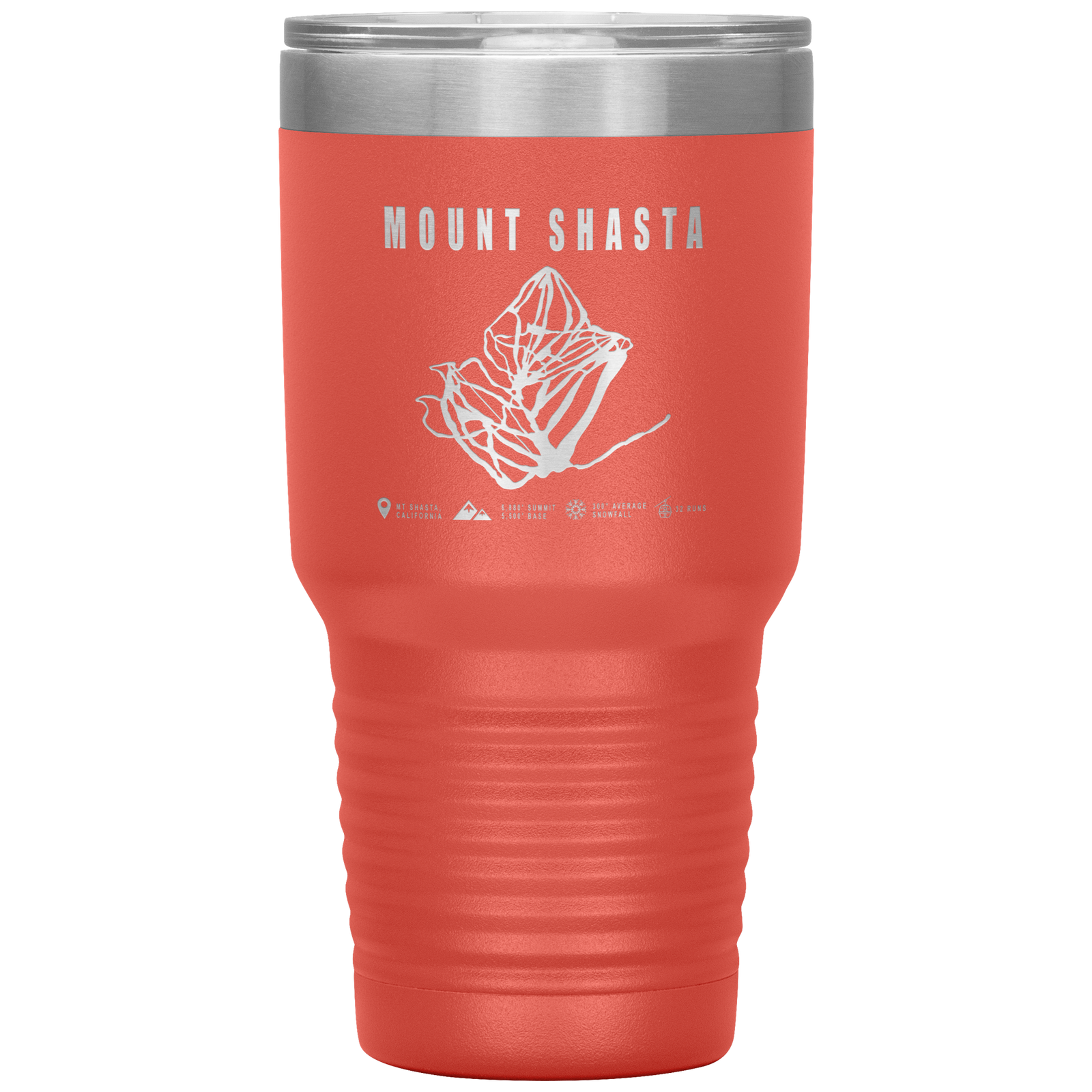Mount Shasta, California Ski Trail Map 30oz Tumbler - Powderaddicts
