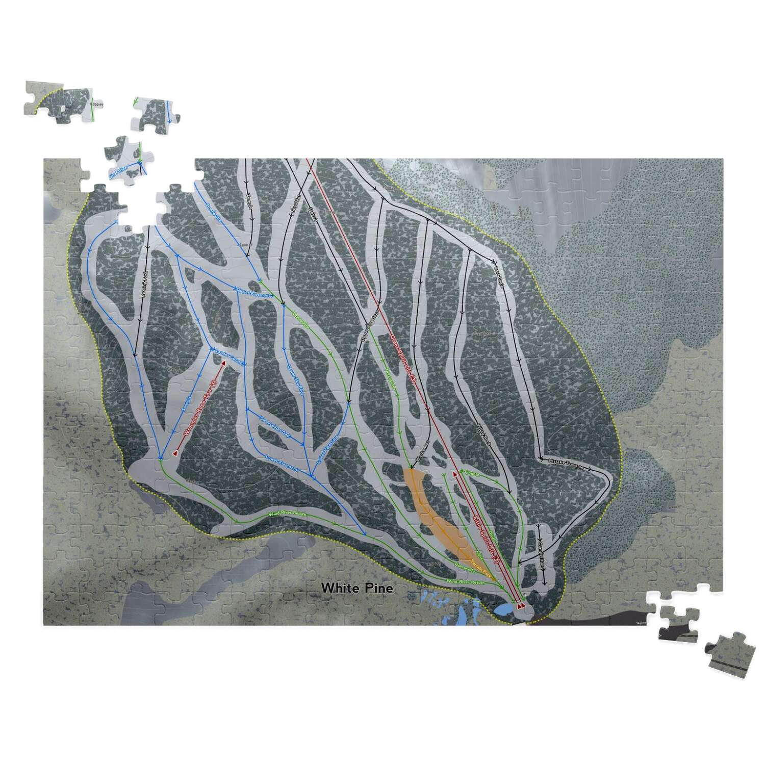 White Pine Wyoming Ski Trail Map Puzzle - Powderaddicts