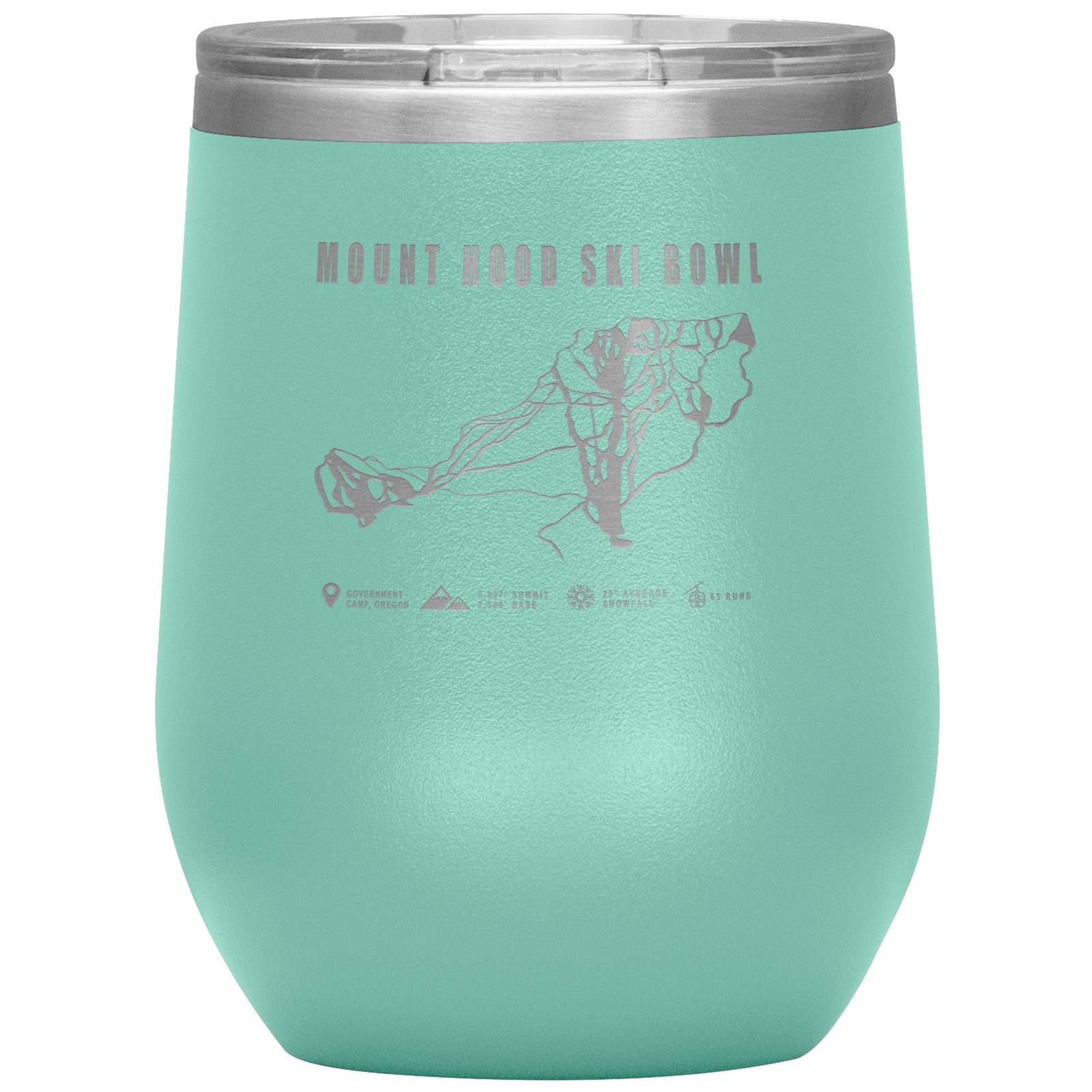 Mount Hood Ski Bowl, Oregon Ski Trail Map Wine 12oz Tumbler - Powderaddicts