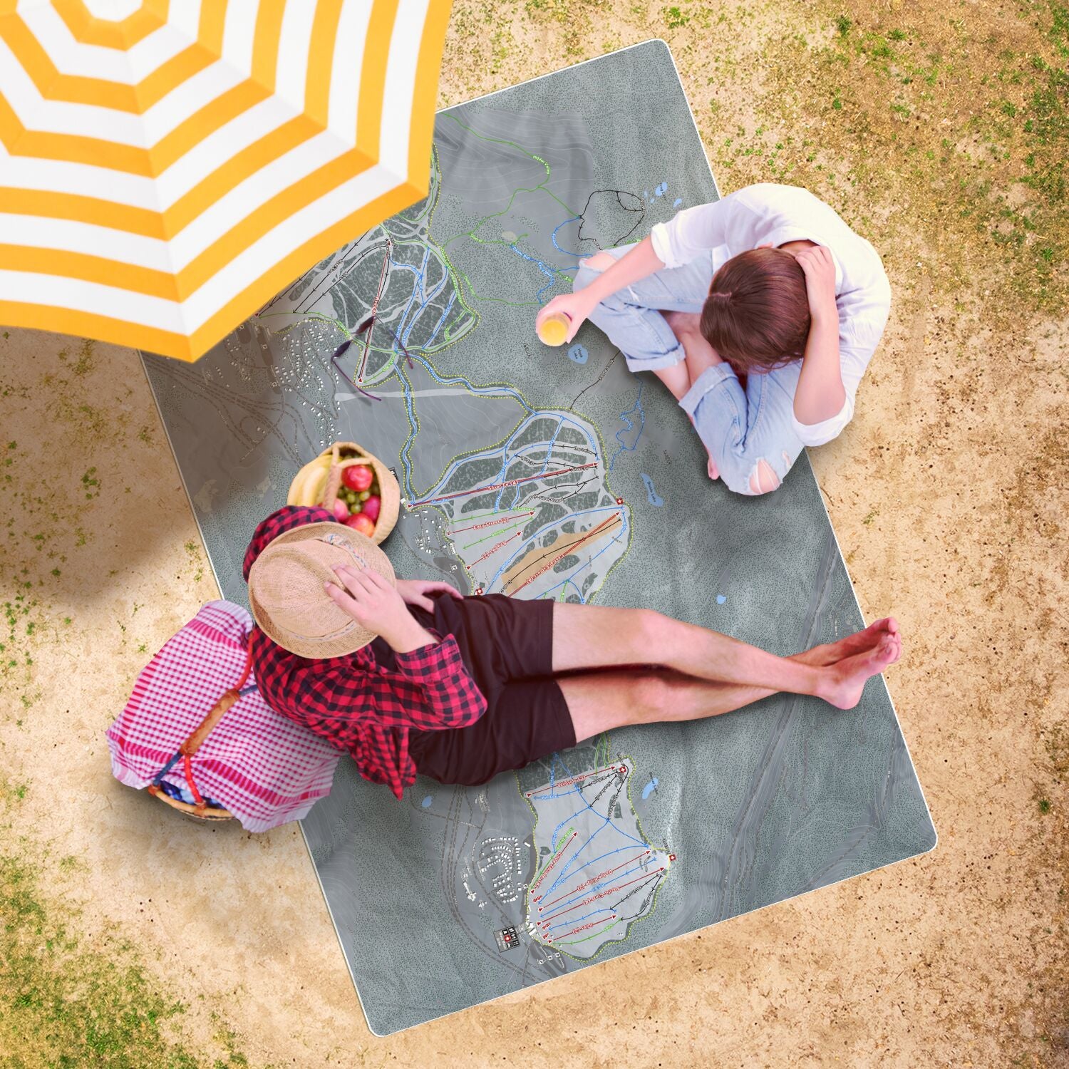 Summit At Snoqualmie, Washington Ski Resort Map Printed Beach Towel - Powderaddicts