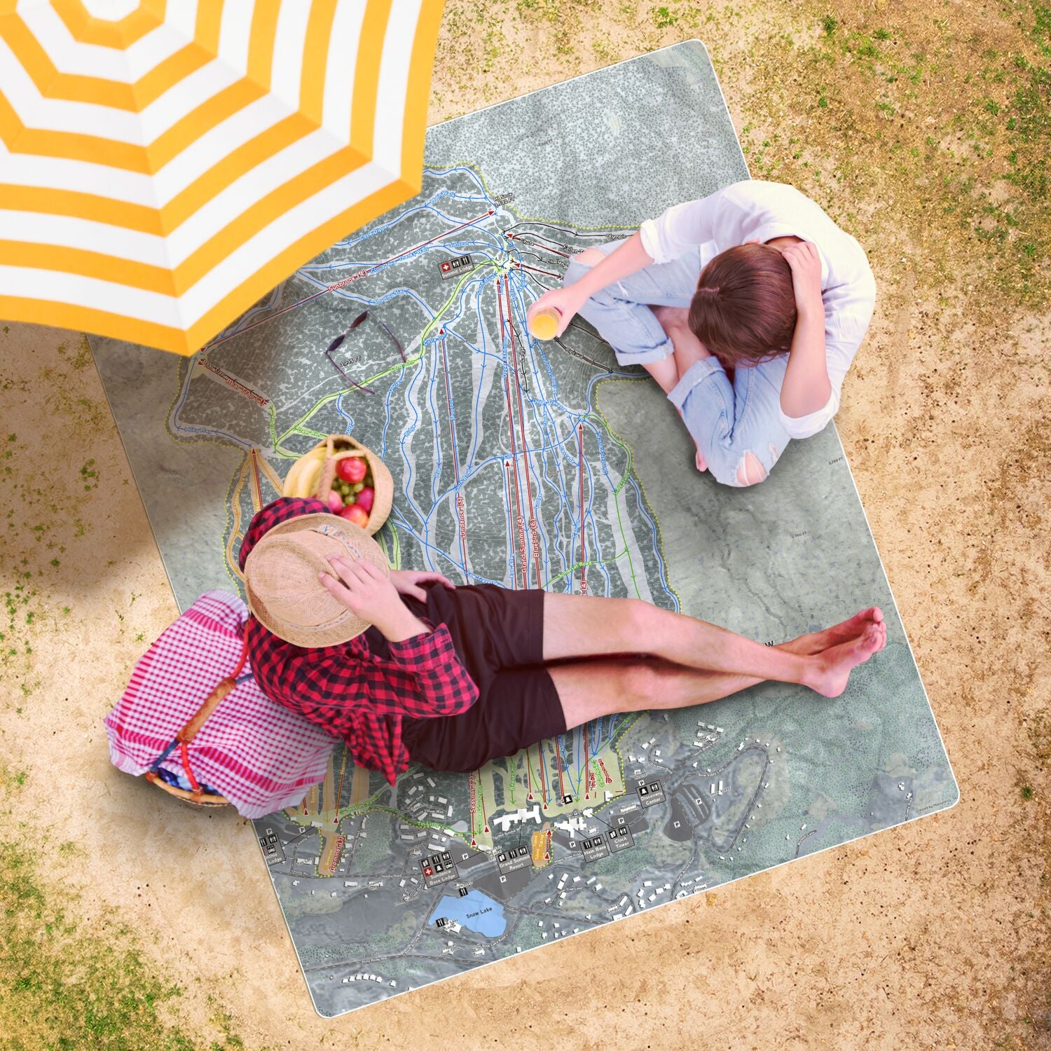 Mount Snow, Vermont Ski Resort Map Printed Beach Towel - Powderaddicts