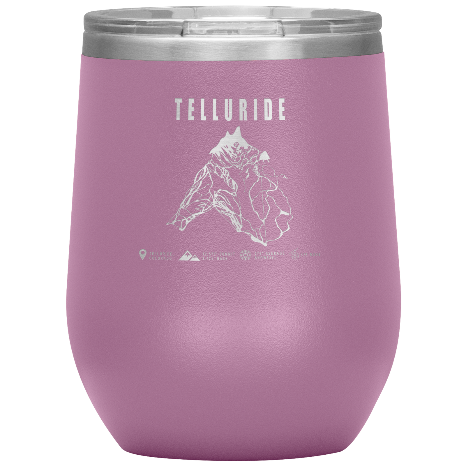 Telluride Colorado Ski Trail Map Wine 12oz Tumbler - Powderaddicts