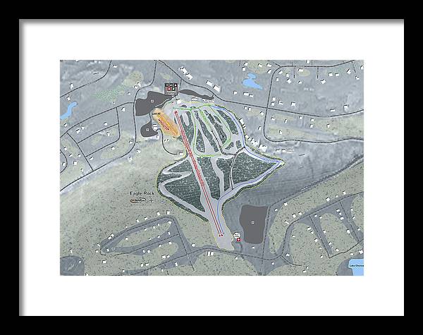 Eagle Rock Ski Trail Map - Framed Print - Powderaddicts