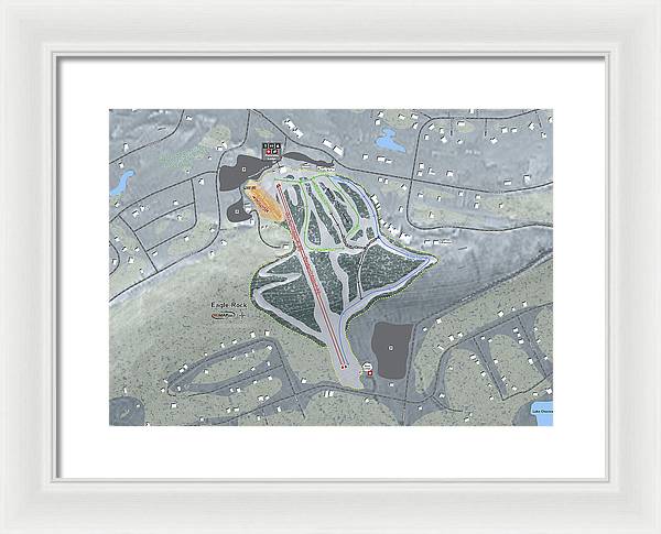 Eagle Rock Ski Trail Map - Framed Print - Powderaddicts