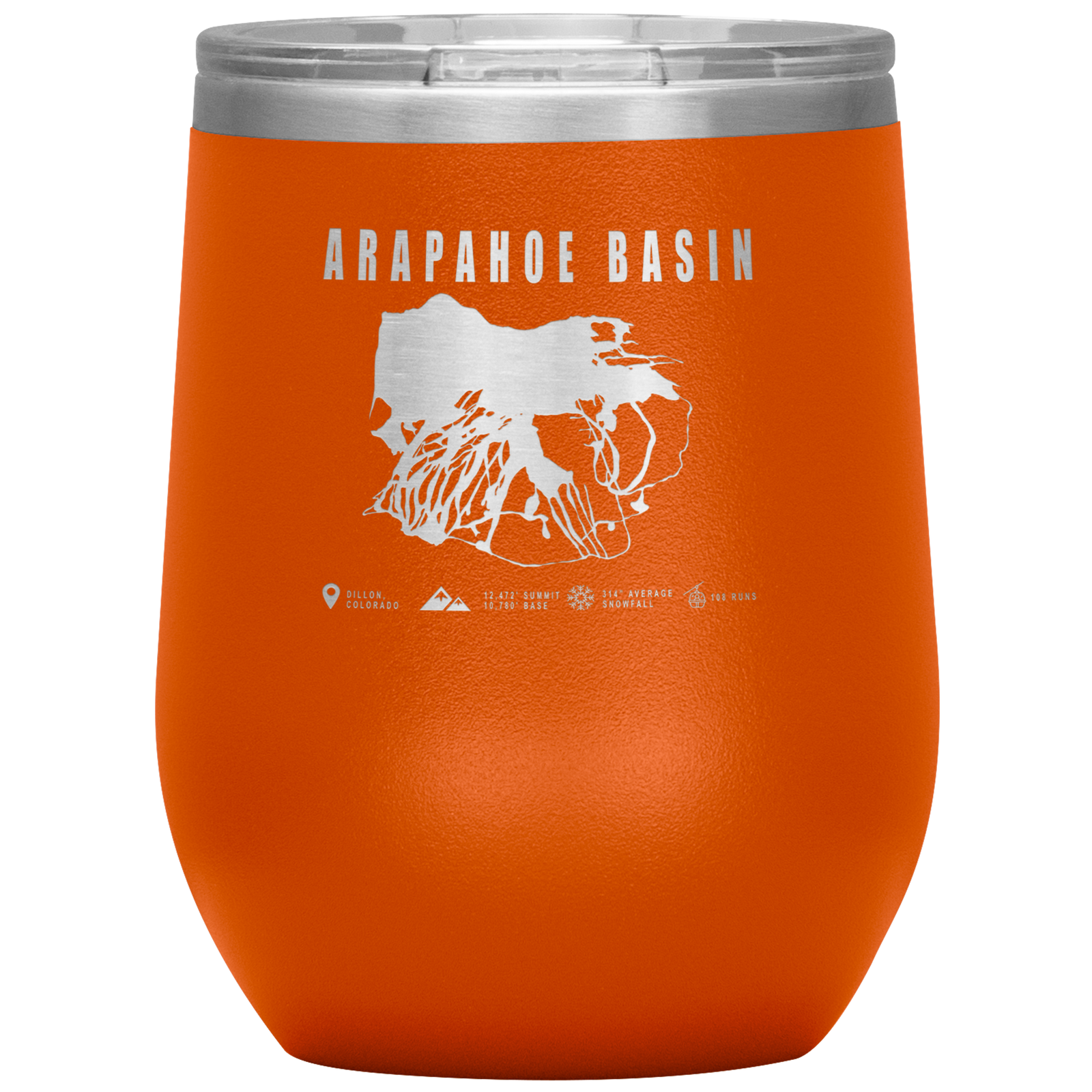 Arapahoe Basin,Colorado Ski Resort Wine 12oz Tumbler - Powderaddicts