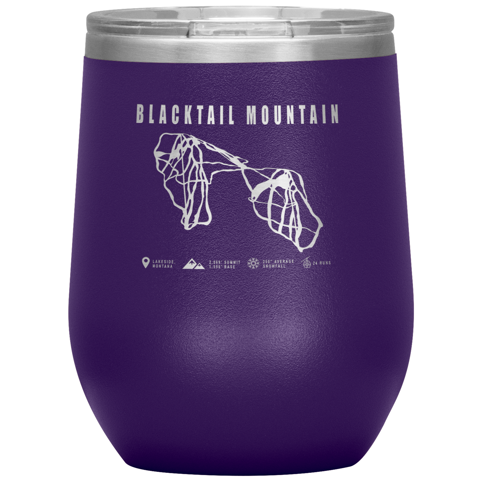 Blacktail Mountain Montana Ski Trail Map Wine 12oz Tumbler - Powderaddicts