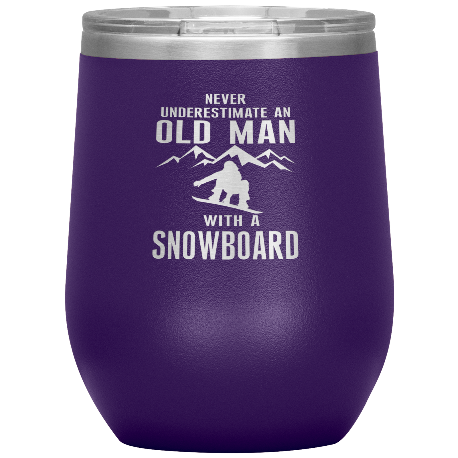 Never Underestimate An Old Man With A Snowboard 12oz Tumbler - Powderaddicts