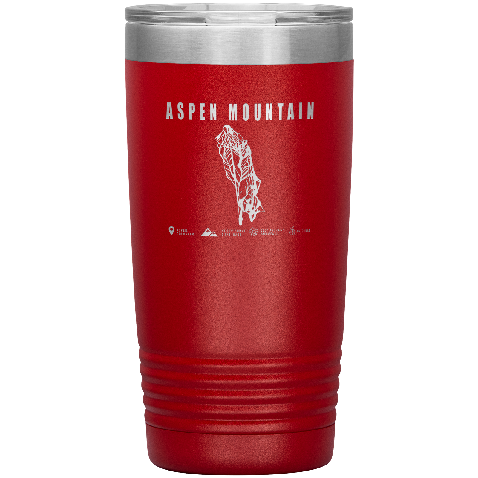 Aspen Mountain Colorado Ski Trail Map 20oz Tumbler - Powderaddicts
