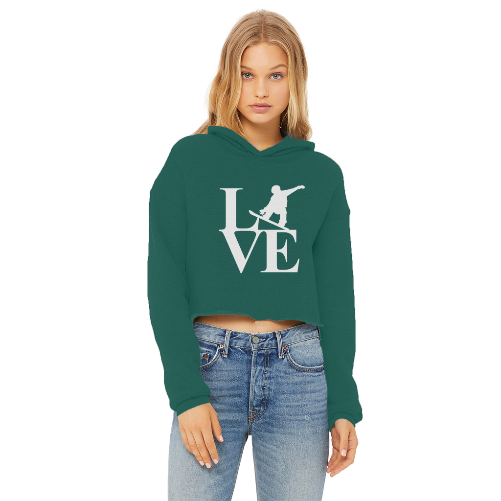 Love Snowboard Ladies Cropped Raw Edge Hoodie - Powderaddicts