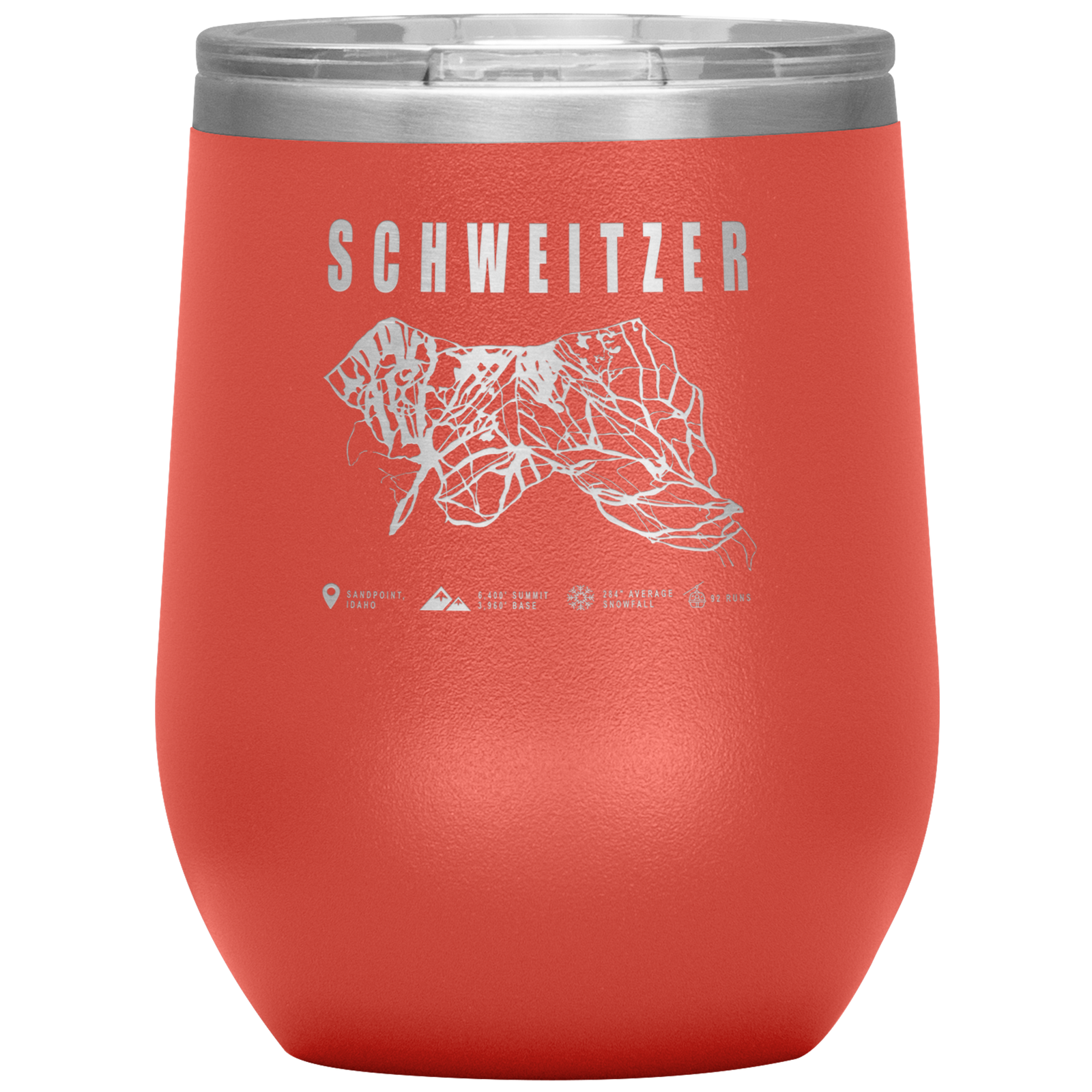 Schweitzer Idaho Ski Trail Map Wine 12oz Tumbler - Powderaddicts