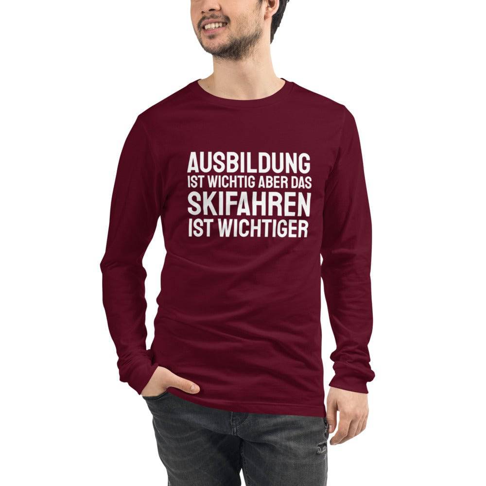 Education Is Important But Skiing Is Importanter - German Version Unisex Long Sleeve T-Shirt - Powderaddicts