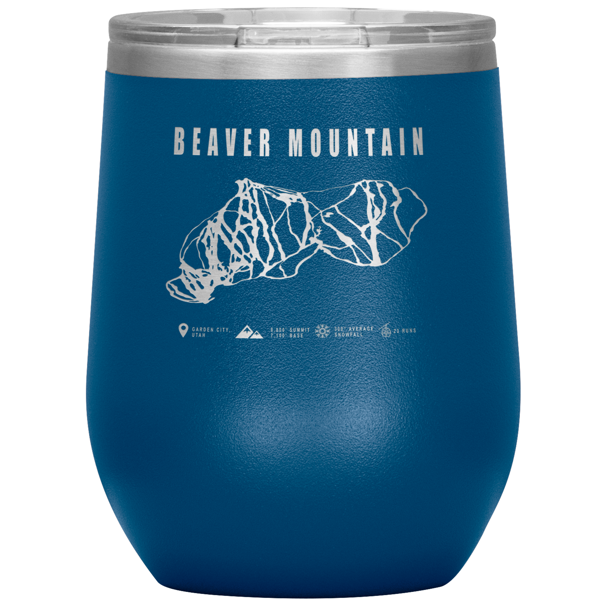 Beaver Mountain,Utah Ski Trail Map Wine 12oz Tumbler - Powderaddicts
