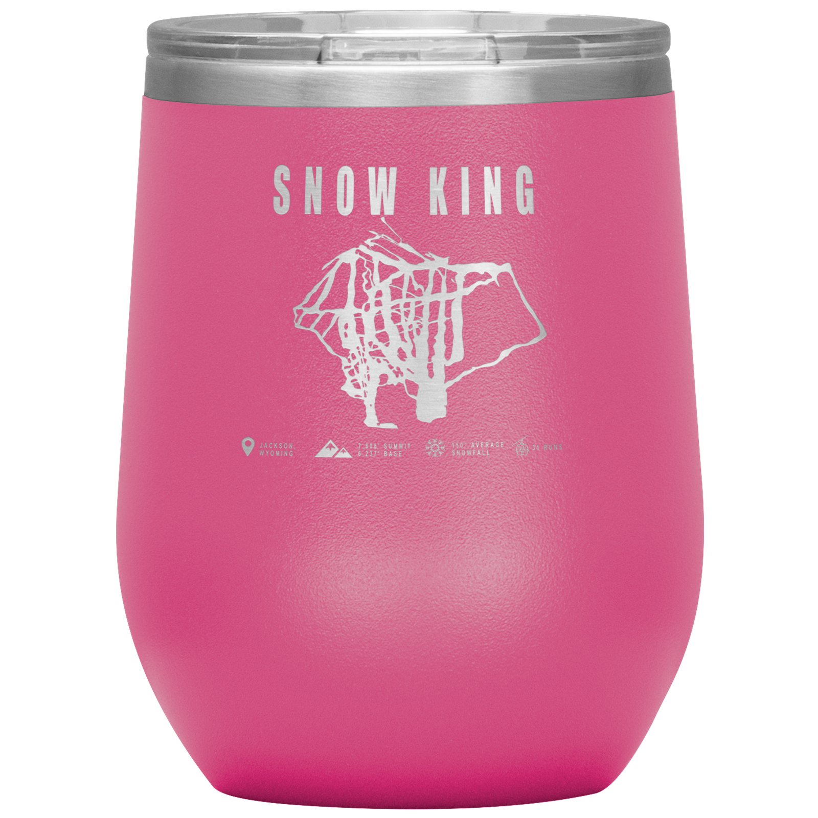 Snow King Wyoming Ski Trail Map Wine 12oz Tumbler - Powderaddicts