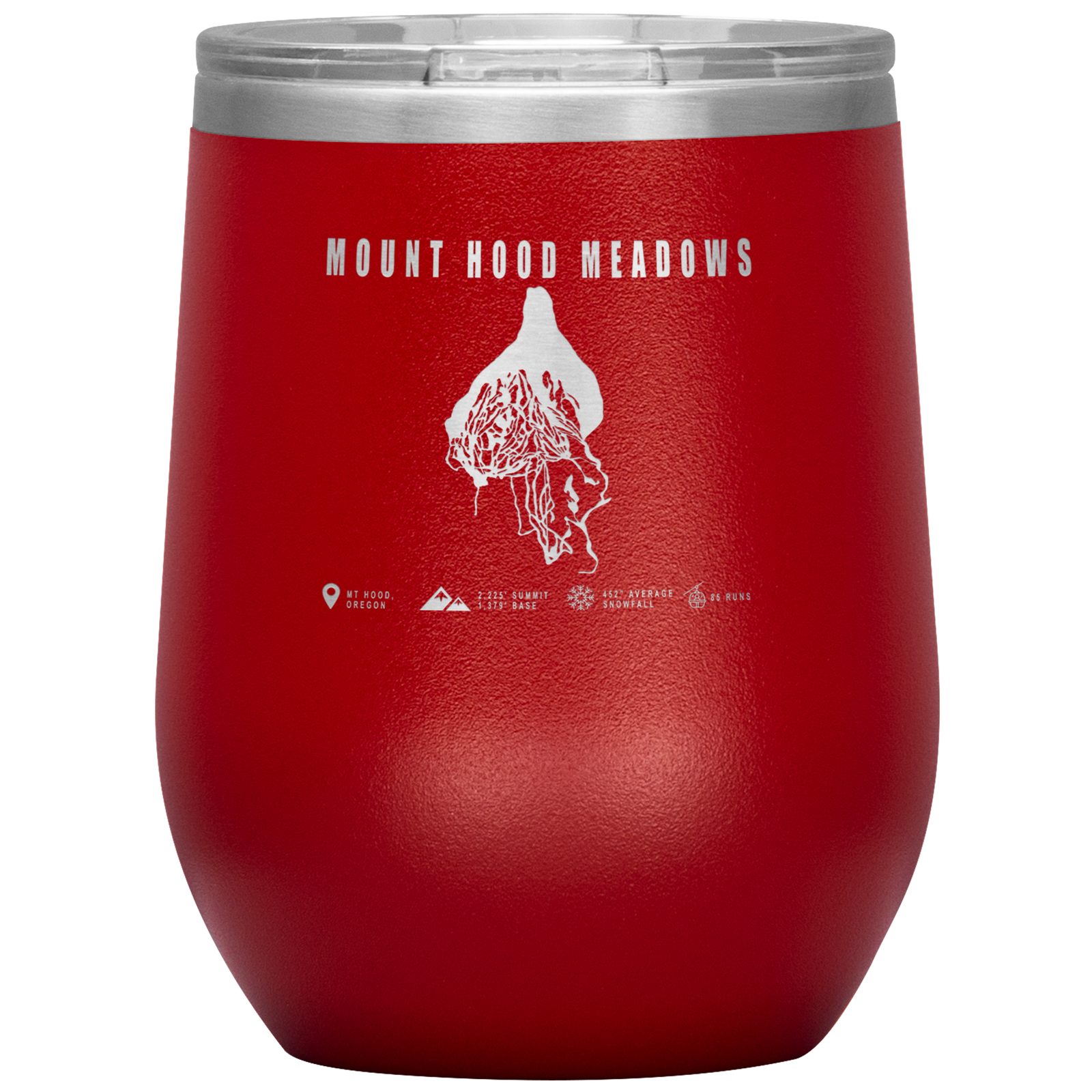 Mount Hood Meadows, Oregon Ski Trail Map Wine 12oz Tumbler - Powderaddicts