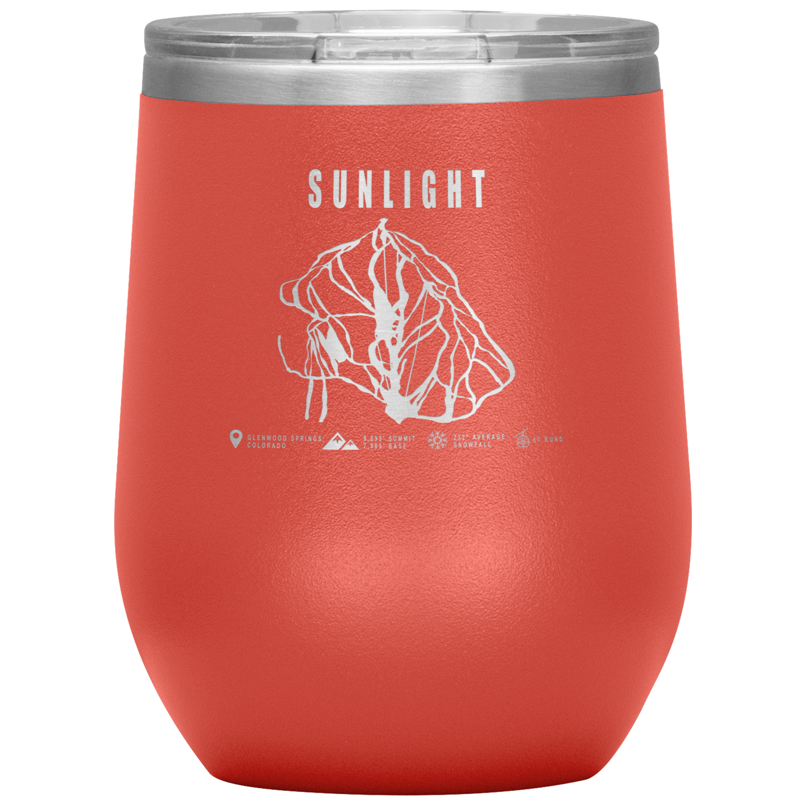 Sunlight Colorado Ski Trail Map Wine 12oz Tumbler - Powderaddicts