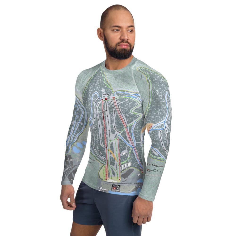 Elk Mountain, Pennsylvania Ski Trail Map Men's Base Layer Top - Powderaddicts