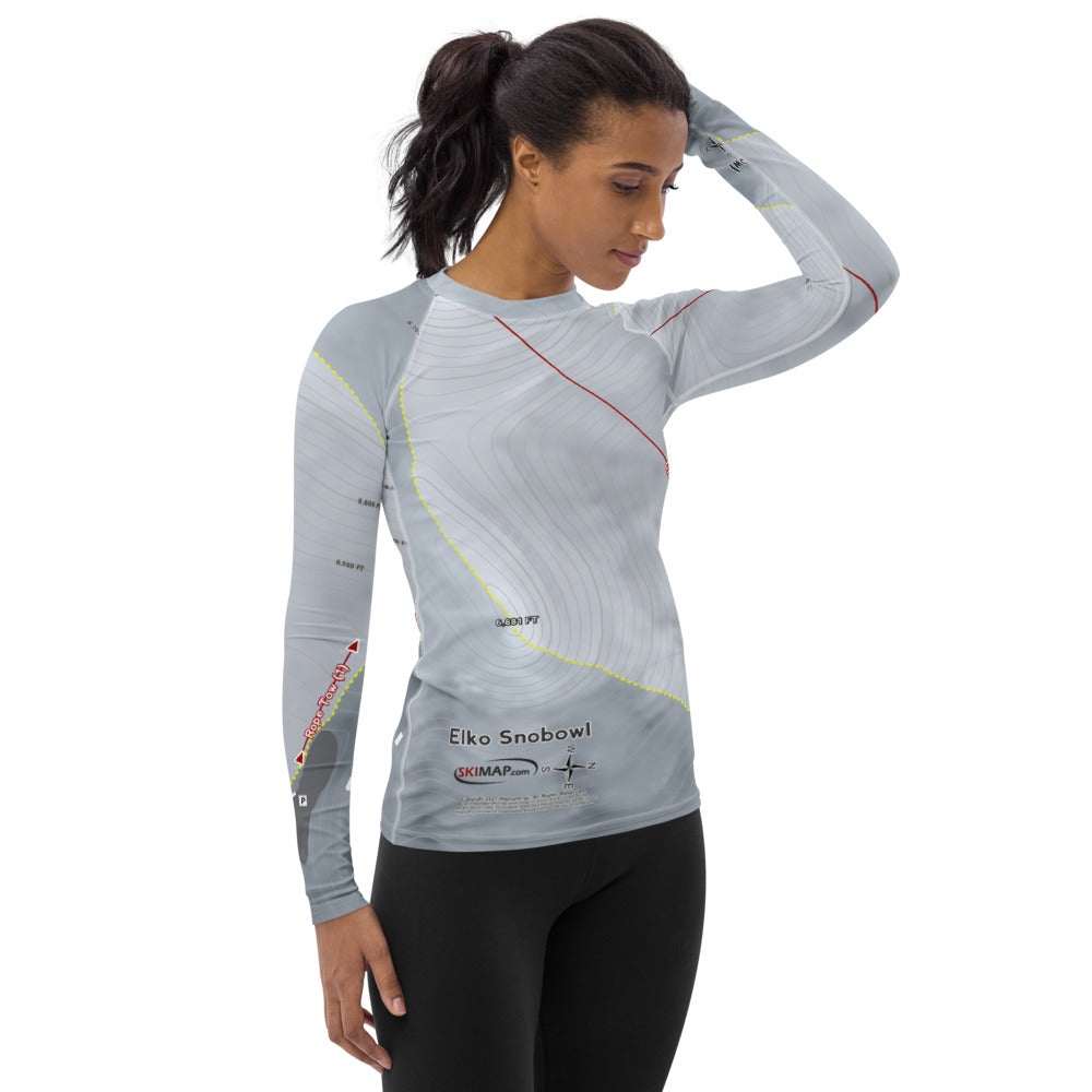 Elko Snobowl, Nevada Ski Trail Map Women's Base Layer Top - Powderaddicts