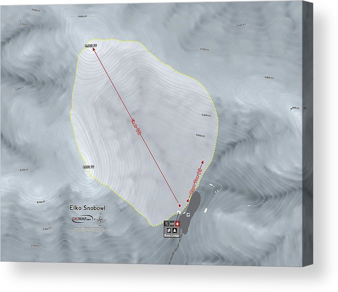 Elko Snobowl Ski Trail Map - Acrylic Print - Powderaddicts