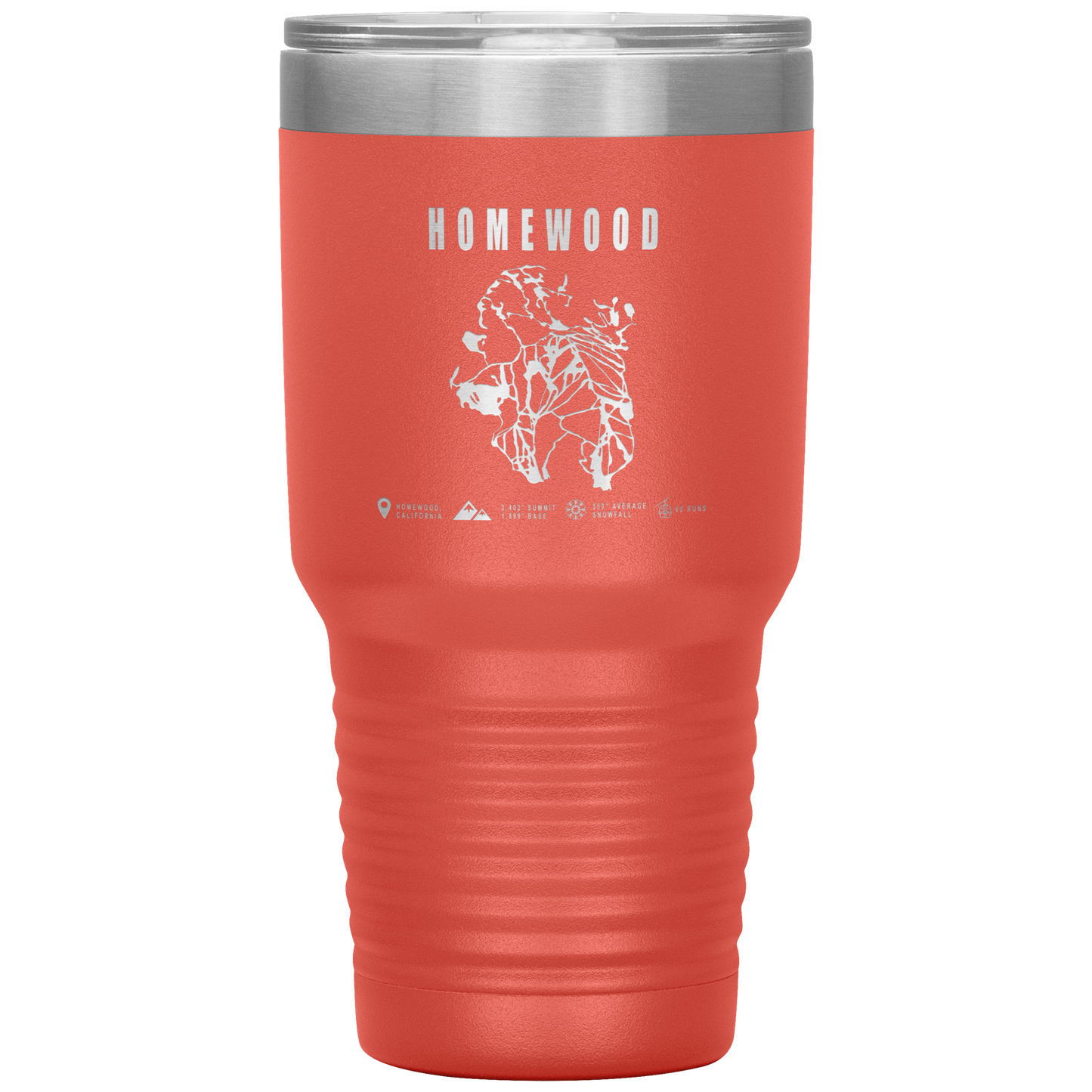 Homewood, California Ski Trail Map 30oz Tumbler - Powderaddicts