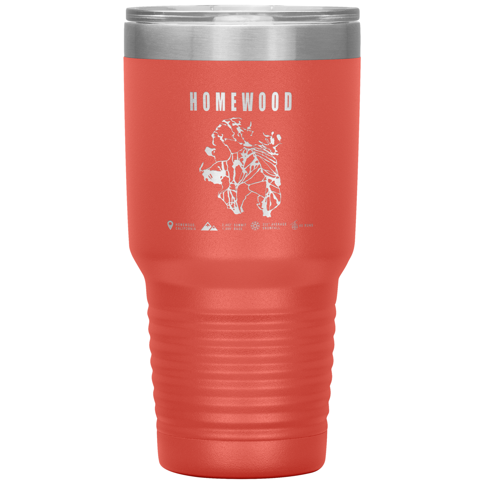 Homewood, California Ski Trail Map 30oz Tumbler - Powderaddicts