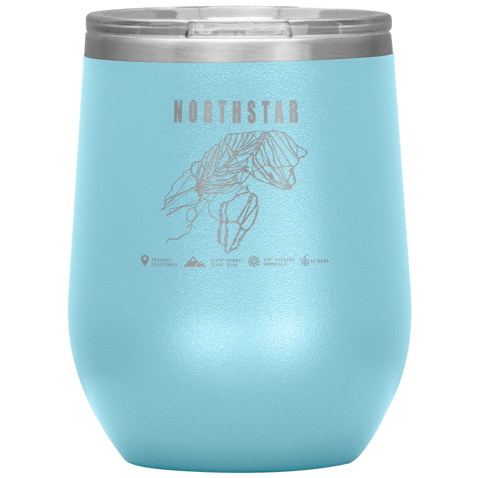 Northstar, California Ski Trail Map Wine 12oz Tumbler - Powderaddicts
