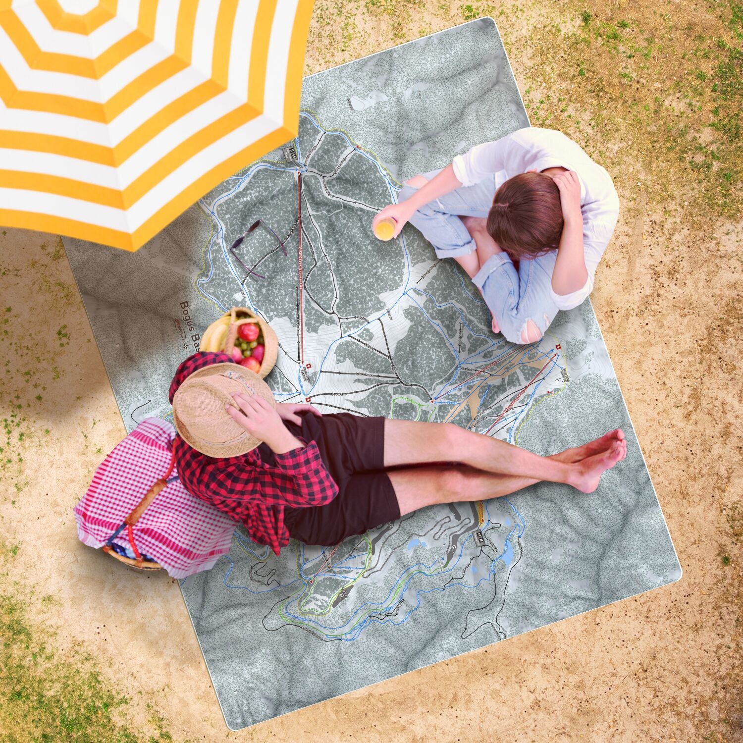 Bogus Basin, Idaho Ski Resort Map Printed Beach Towel - Powderaddicts