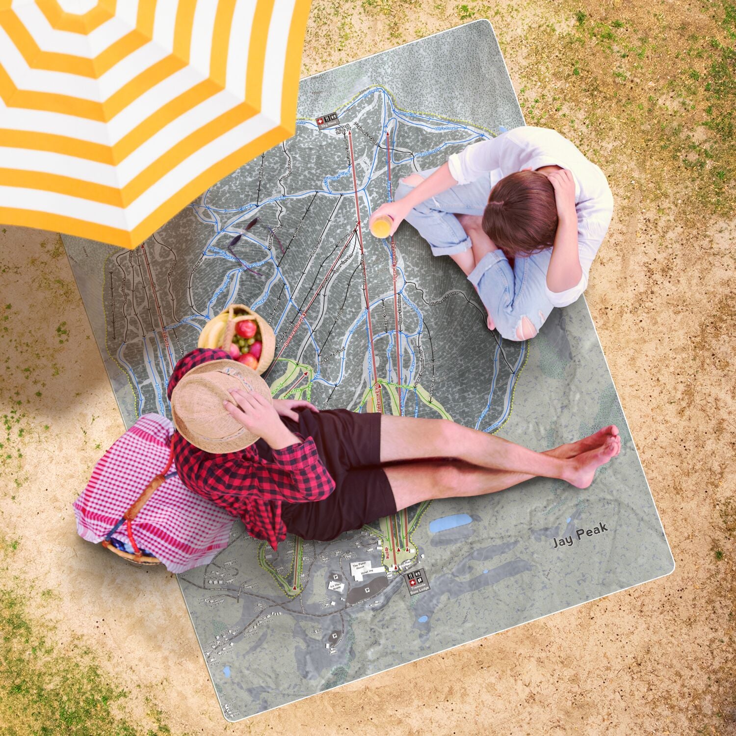 Jay Peak, Vermont Ski Resort Map Printed Beach Towel - Powderaddicts