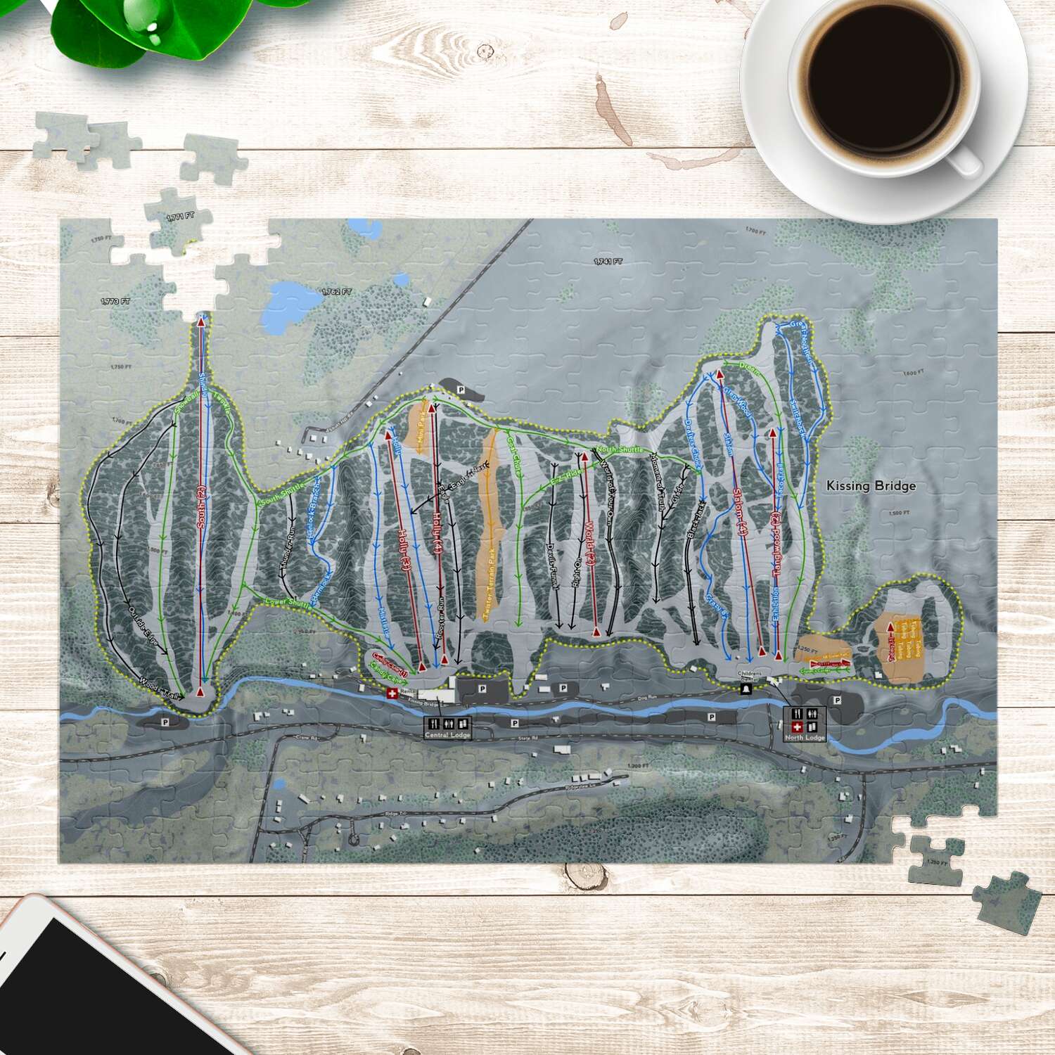Kissing Bridge New York Ski Trail Map Puzzles - Powderaddicts