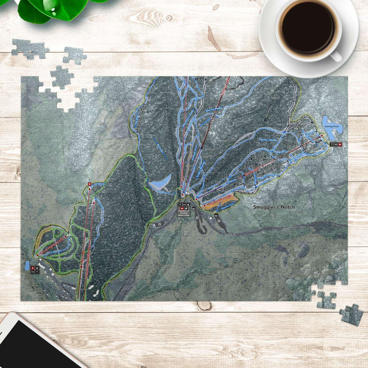 Smugglers Notch Vermont Ski Trail Map Puzzle - Powderaddicts