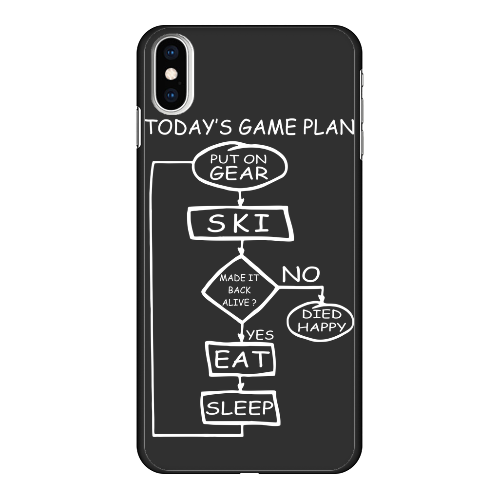 Today's Gameplan - Skiing Back Printed Black Hard Phone Case - Powderaddicts