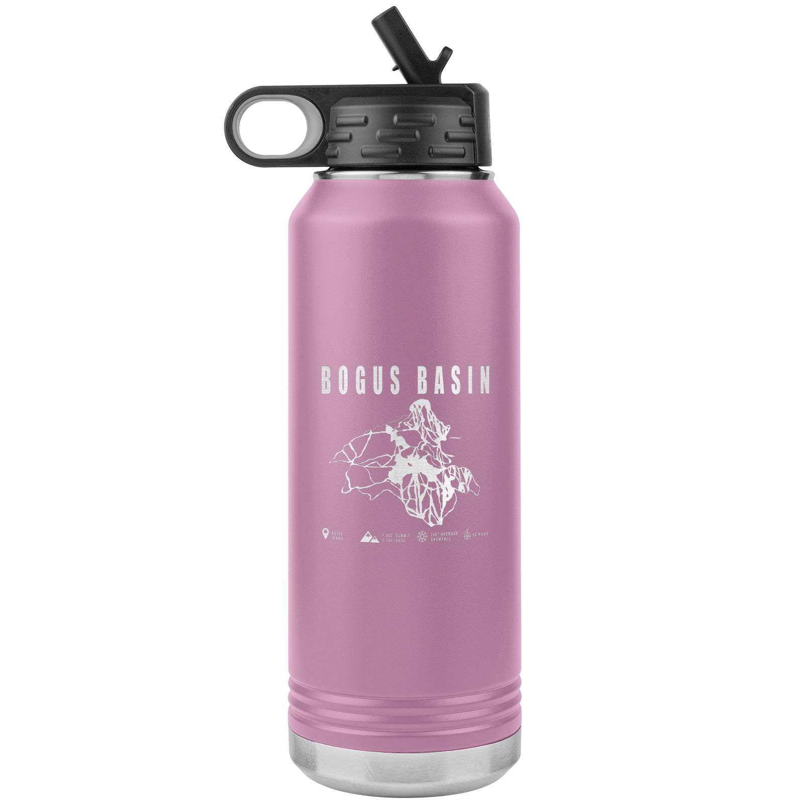 Bogus Basin Idaho Ski Trail Map 32oz Water Bottle Tumbler - Powderaddicts