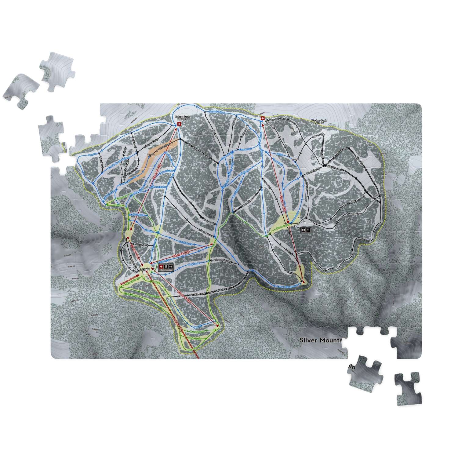Silver Mountain Idaho Ski Trail Map Puzzle - Powderaddicts