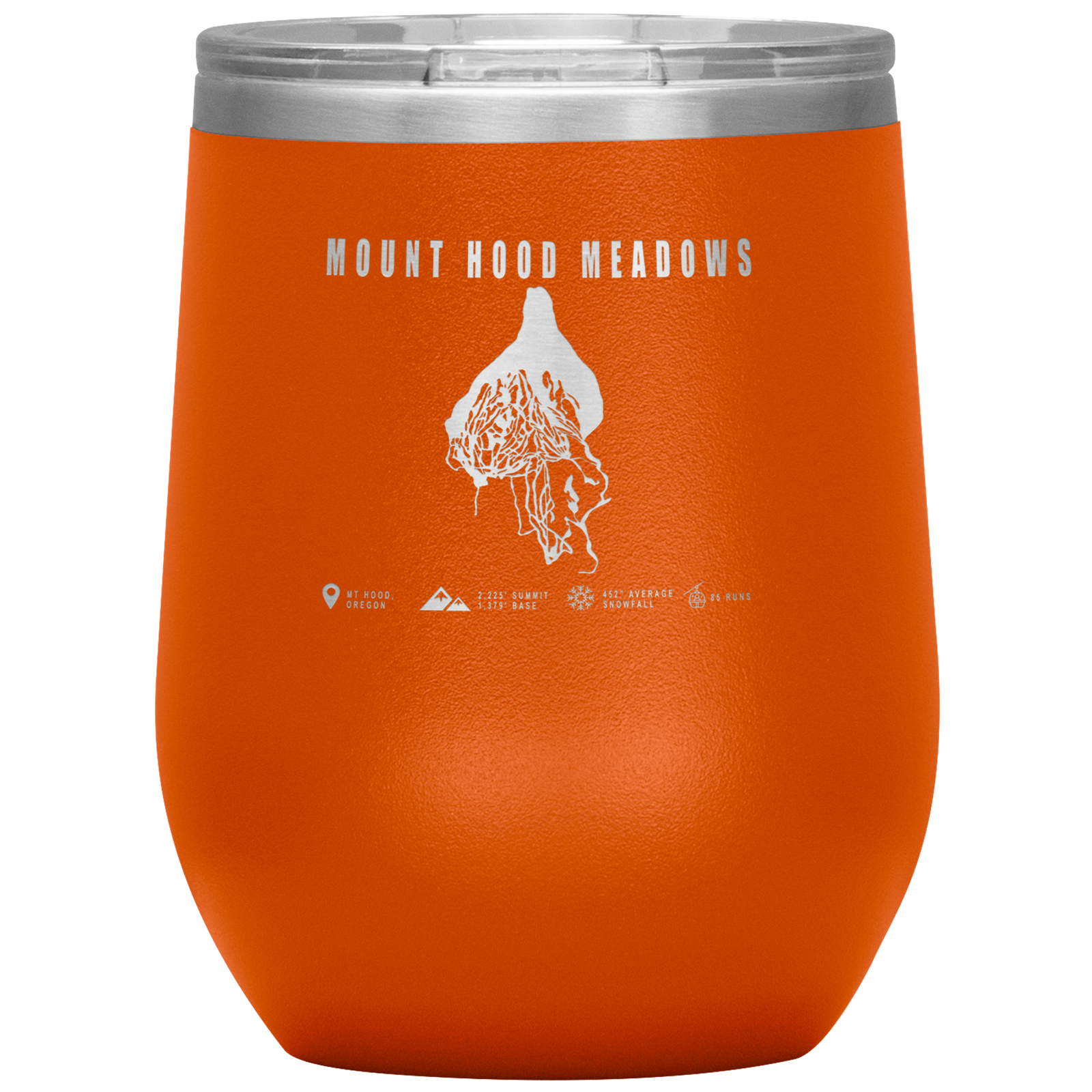 Mount Hood Meadows, Oregon Ski Trail Map Wine 12oz Tumbler - Powderaddicts