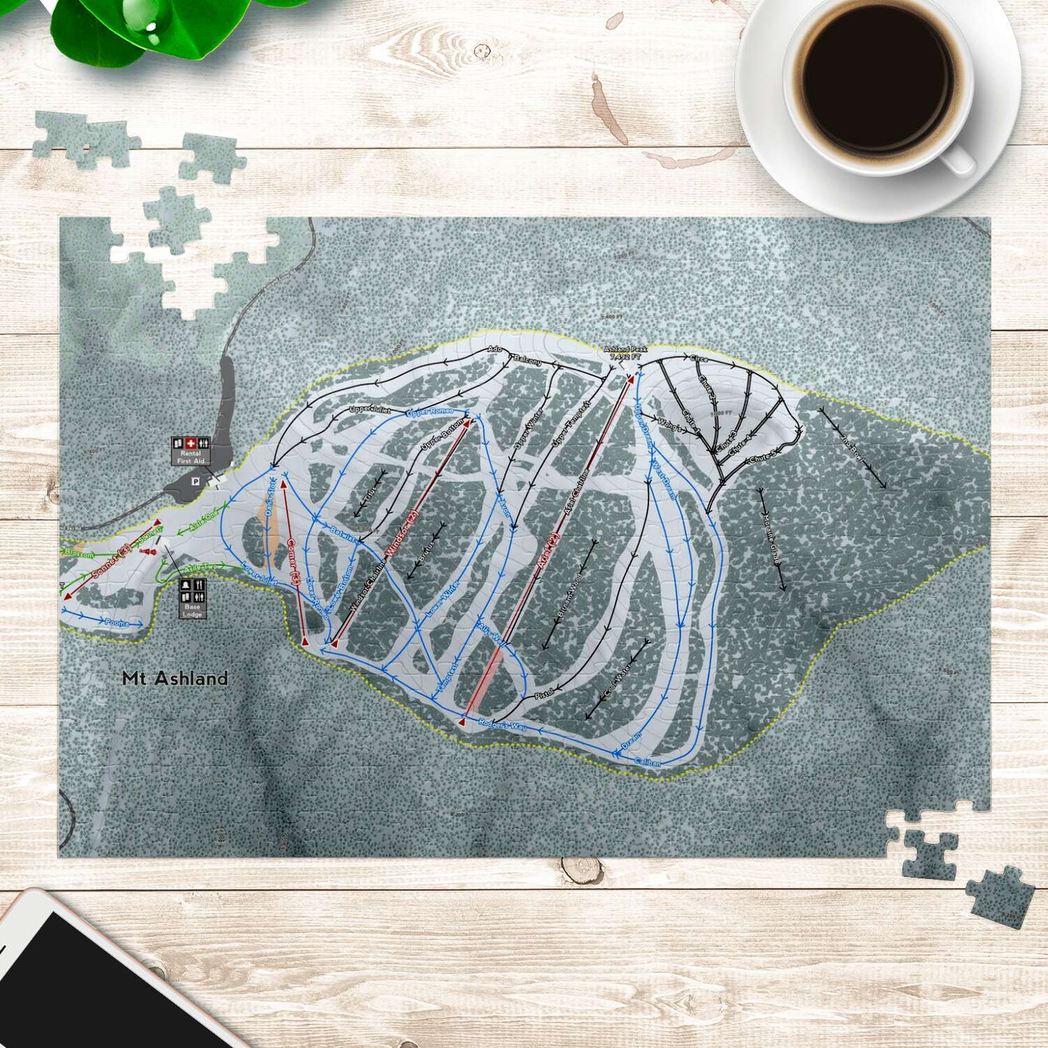 Mt Ashland Oregon Ski Trail Map Puzzle - Powderaddicts