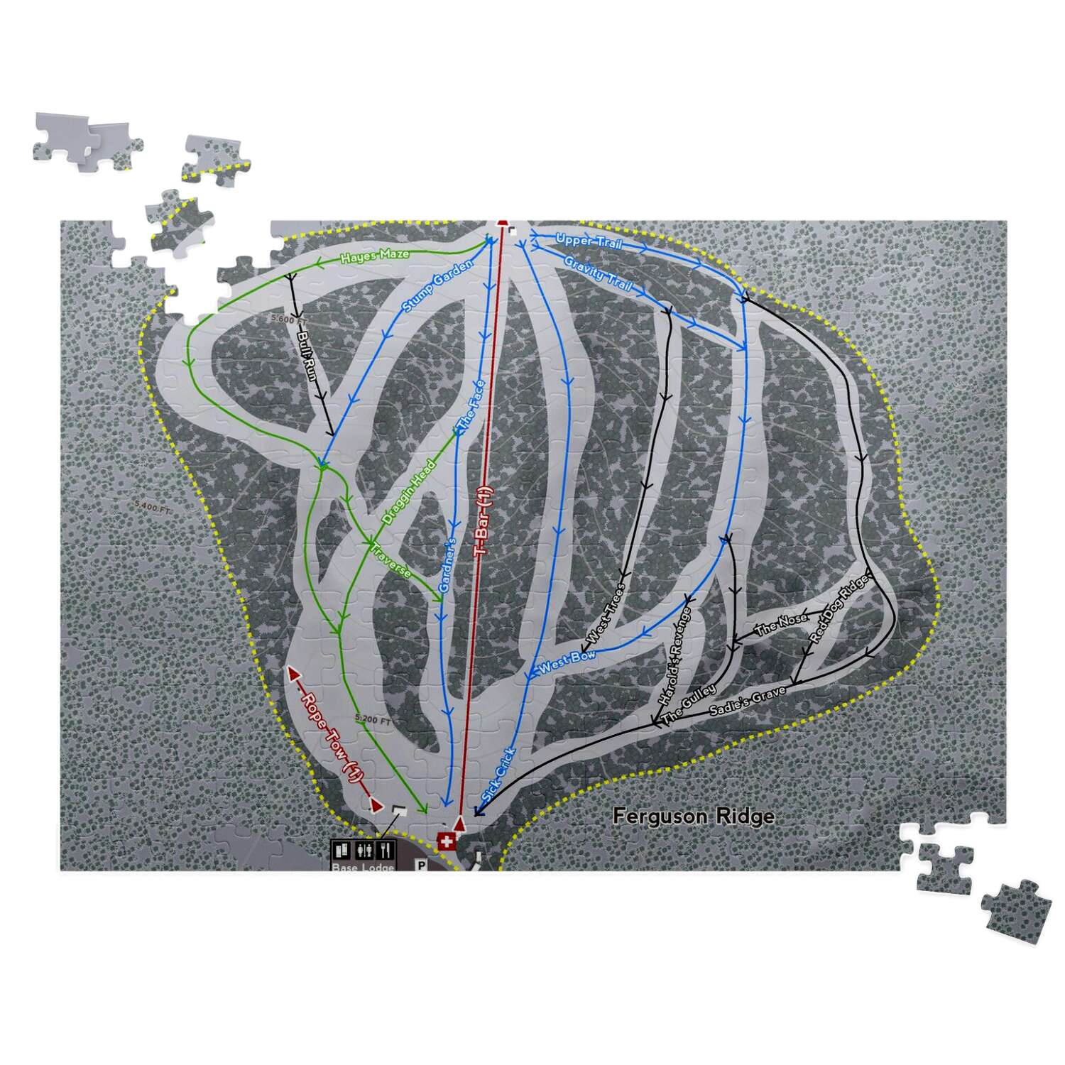 Ferguson Ridge Oregon Ski Trail Map Puzzle - Powderaddicts