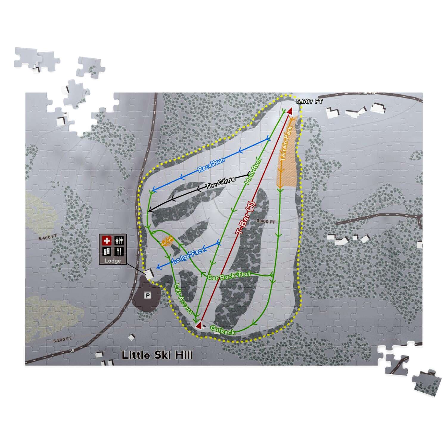Little Ski Hill Idaho Ski Trail Map Puzzle - Powderaddicts