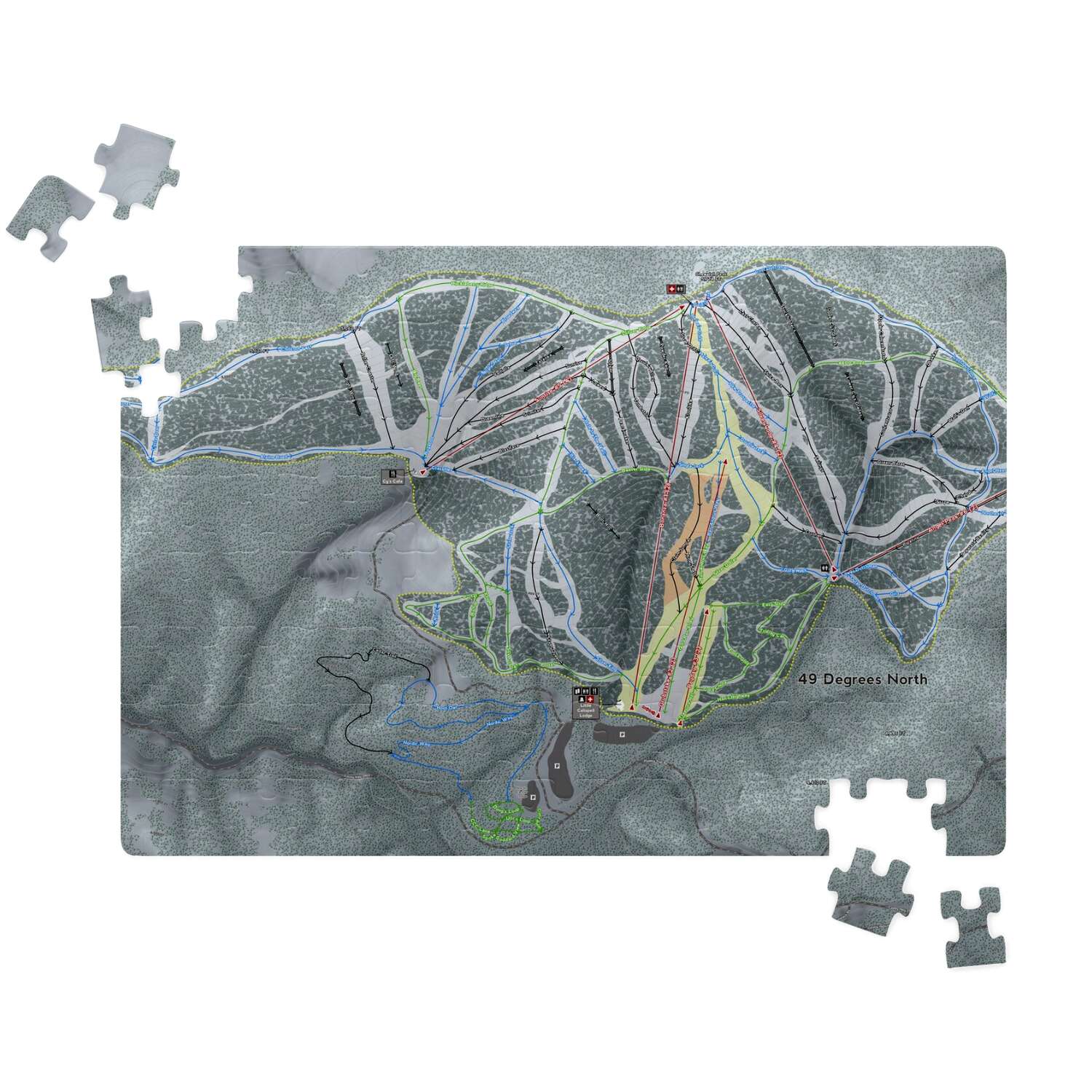 49 Degrees North Washington Ski Map Resort Puzzle - Powderaddicts