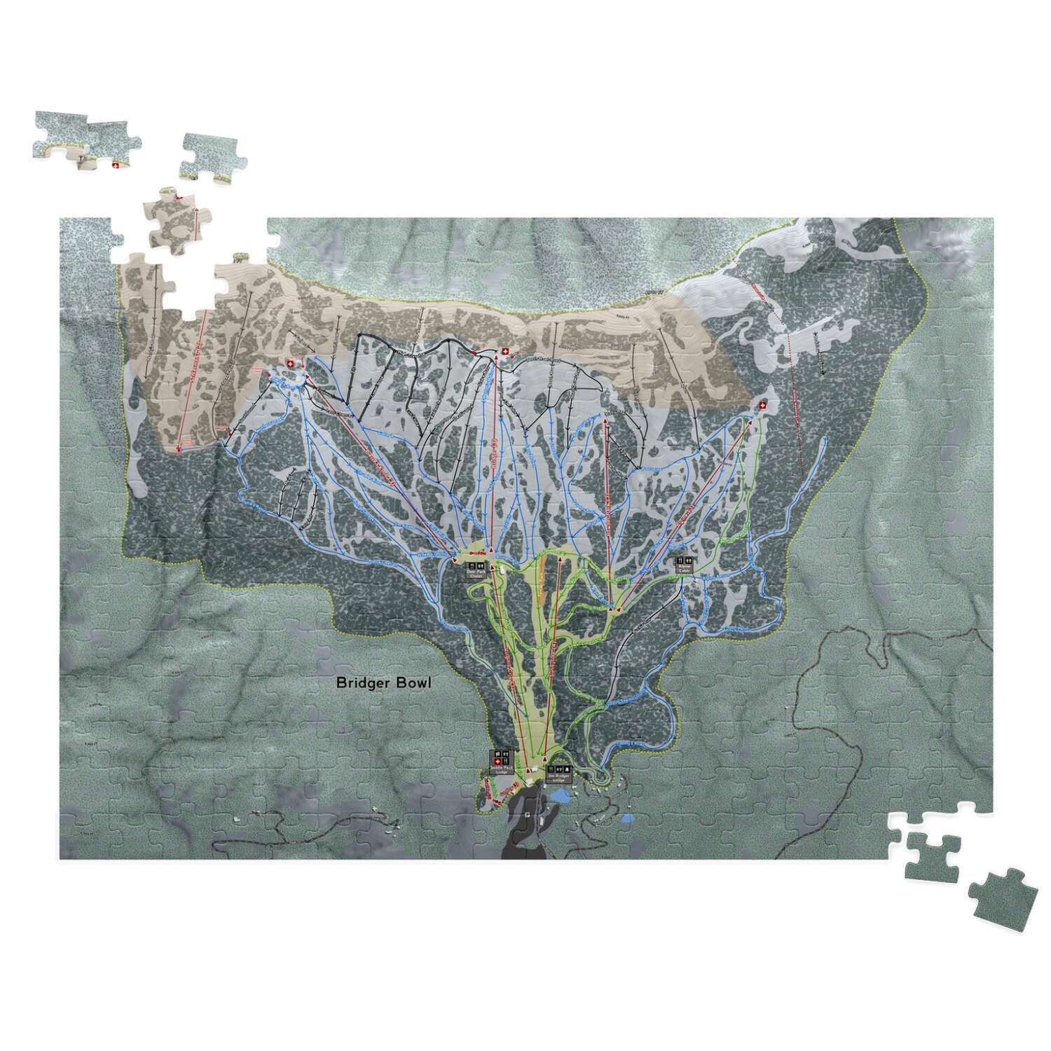 Bridger Bowl Montana Ski Trail Map Puzzle - Powderaddicts